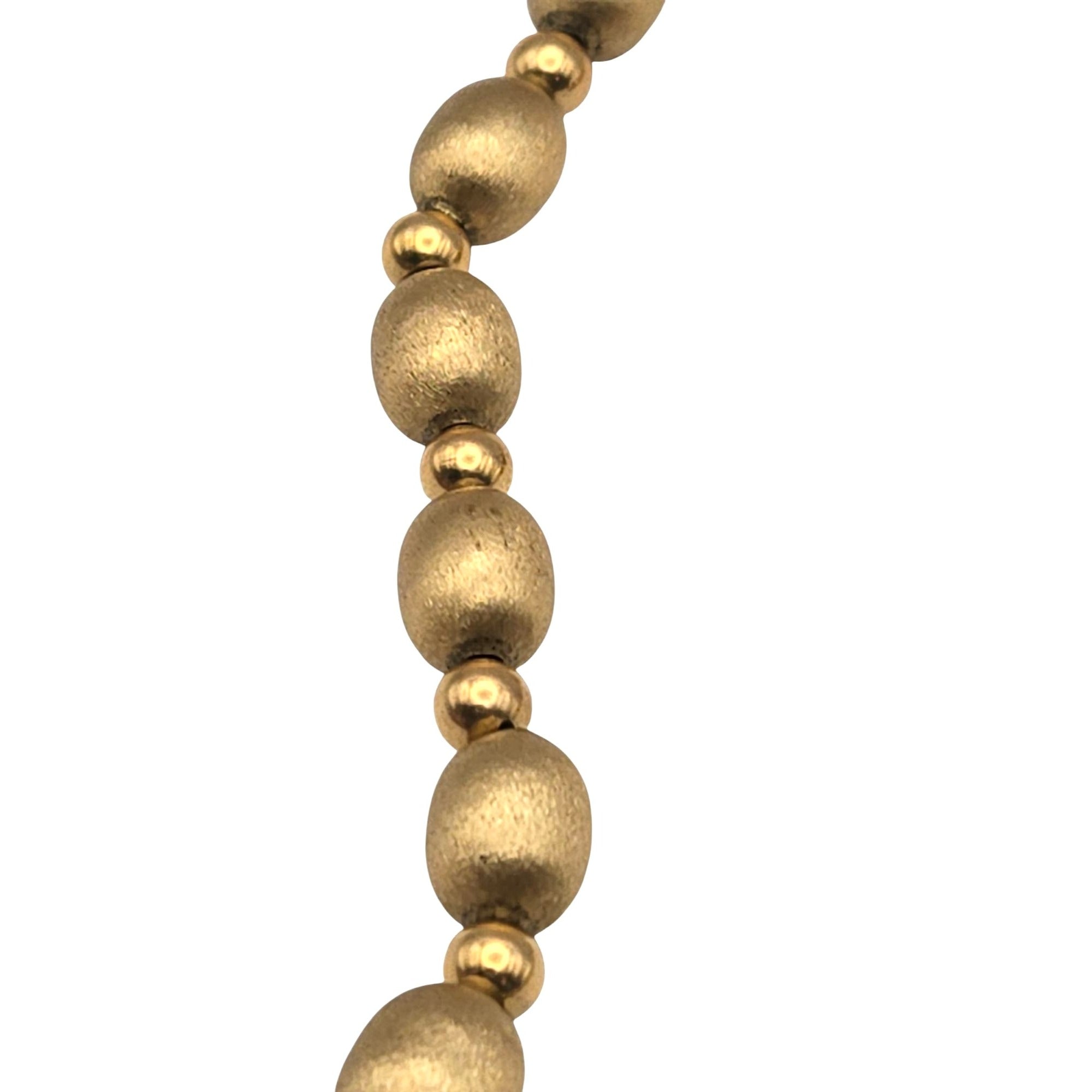 14K Yellow Gold Beaded Necklace & Matching Clip-On Earrings Set