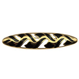 Vtg Trifari Gold Tone Black Enamel Oval Brooch MCM Design Jewelry Accessory 2 3/4 " x 5/8 "