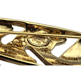 Vtg Trifari Gold Tone Black Enamel Oval Brooch MCM Design Jewelry Accessory 2 3/4 " x 5/8 "