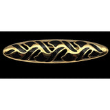 Vtg Trifari Gold Tone Black Enamel Oval Brooch MCM Design Jewelry Accessory 2 3/4 " x 5/8 "
