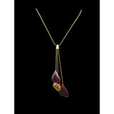 Vtg Crown Trifari Blood Red & Gold Abstract Pendant Necklace 18 "