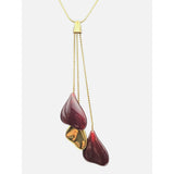 Vtg Crown Trifari Blood Red & Gold Abstract Pendant Necklace 18 "