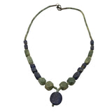 Natural Gemstone Necklace With Blue & Green Beads And Round Pendant 18 " x 3/8 " Stones