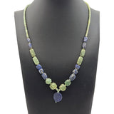 Natural Gemstone Necklace With Blue & Green Beads And Round Pendant 18 " x 3/8 " Stones
