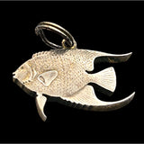Vintage Coin Art Angel Fish Charm Pendant Silver Tone