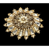 Vintage Austrian Cut Crystal Sunburst Brooch Pin