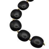 Vintage Black Oval Beaded Necklace With Gold Accents 18" Avant-Garde Elegance