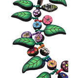 Floral & Leaf-Themed Polymer Clay Necklace & Earrings Set With Vibrant Colors & Detailed Patterns 21 " X 1 1/2 "