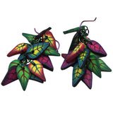 Floral & Leaf-Themed Polymer Clay Necklace & Earrings Set With Vibrant Colors & Detailed Patterns 21 " X 1 1/2 "