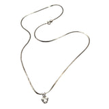 Vtg Sterling Silver Heart CZ Pendant Necklace With 18"  Fine Serpentine Chain