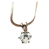 Vtg Sterling Silver Heart CZ Pendant Necklace With 18"  Fine Serpentine Chain