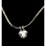Vtg Sterling Silver Heart CZ Pendant Necklace With 18"  Fine Serpentine Chain