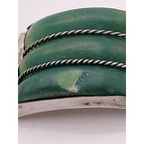 Vintage Mexican Silver Bracelet With Green & White Stones