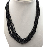 Vintage Black Glass 9-Strand Beaded Necklace With Magnetic Closure