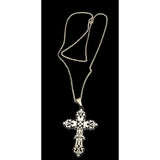 Vintage Mexican Sterling Cross Pendant Necklace With Intricate Design & 925 Silver Chain