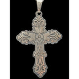 Vintage Mexican Sterling Cross Pendant Necklace With Intricate Design & 925 Silver Chain