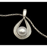 Vtg Nicky Butler Sterling Silver Tear Drop Pendant Necklace W/ Pearl Accent 18" Chain Artist Signed 925