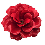 Vtg 1960s Red Metal Enamel Flower Brooch / Pin 2 1/4" Wide With 1" Dome Rise Classic Retro Jewelry Piece
