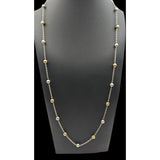 Vtg Sterling Silver & 14 Kt Gold Beaded Necklace 26" Length W/ 3/16" Beads Marked PE 925 / 14 Kt Heart Clasp