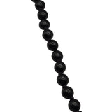 Vintage Black Onyx Beaded Necklace 15.5" With 7.06mm Smooth Beads & Gold-Tone Clasp