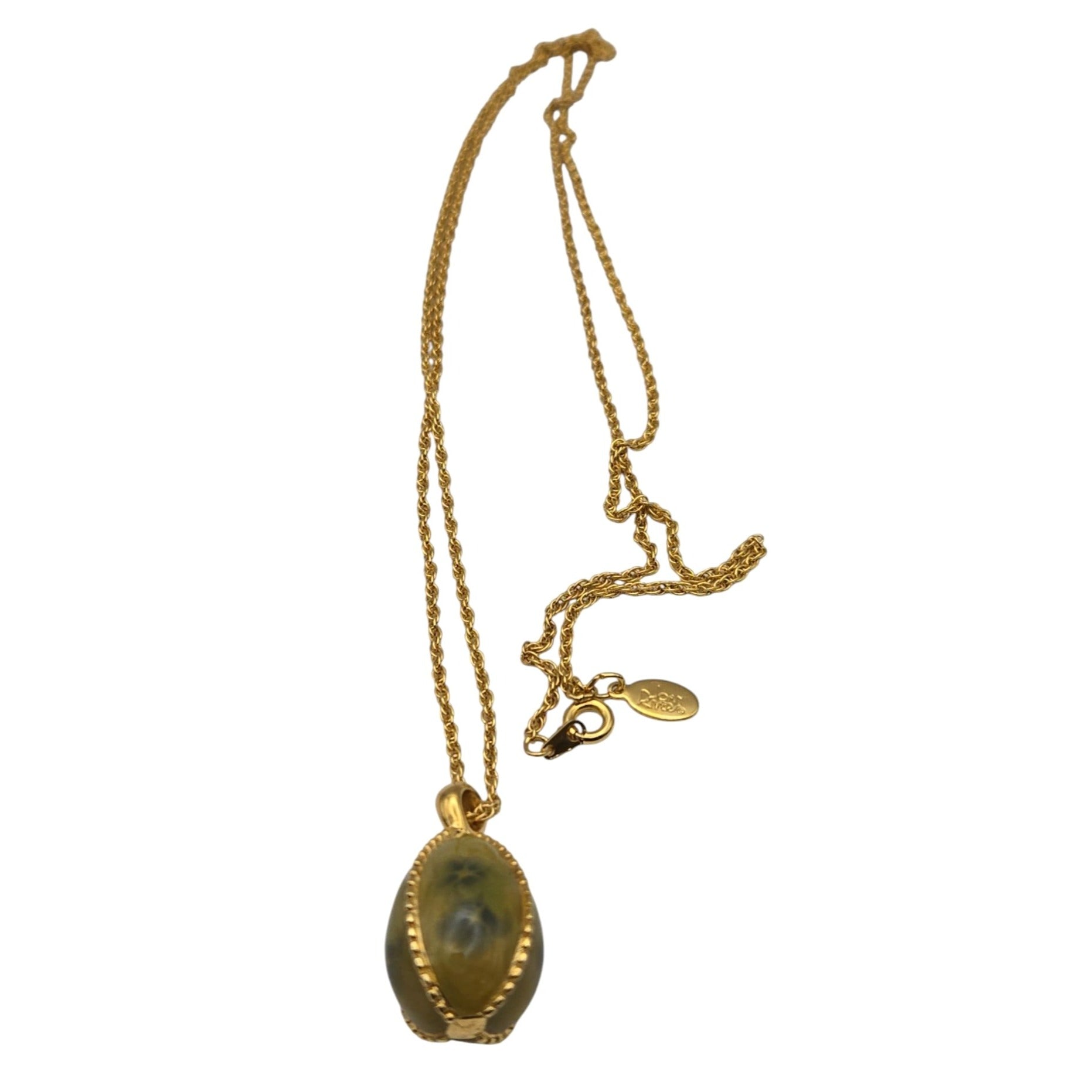 Vintage Joan Rivers Gold-Tone Egg Pendant Necklace with Chain