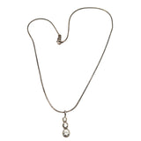 Vintage Sterling Silver CZ Pendant Necklace with Teardrop Infinity Design &amp; 15" Slender Rope Chain - Deweytiques