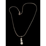 Vintage Sterling Silver CZ Pendant Necklace with Teardrop Infinity Design &amp; 15" Slender Rope Chain - Deweytiques