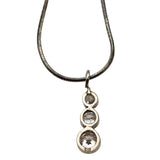 Vintage Sterling Silver CZ Pendant Necklace with Teardrop Infinity Design &amp; 15" Slender Rope Chain - Deweytiques