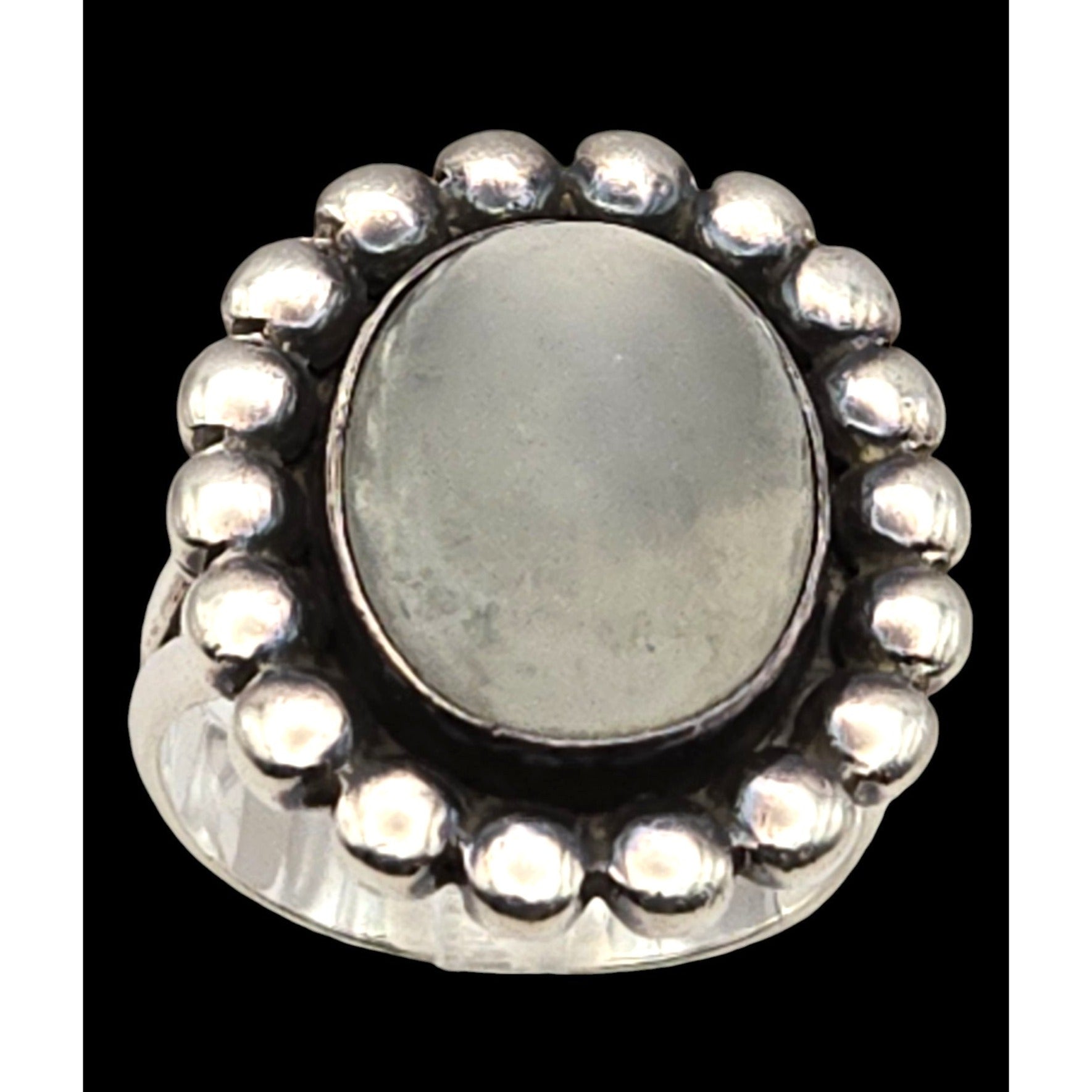 Vintage Sterling Silver Moonstone Cabochon Ring – Size 6 -Deweytiques
