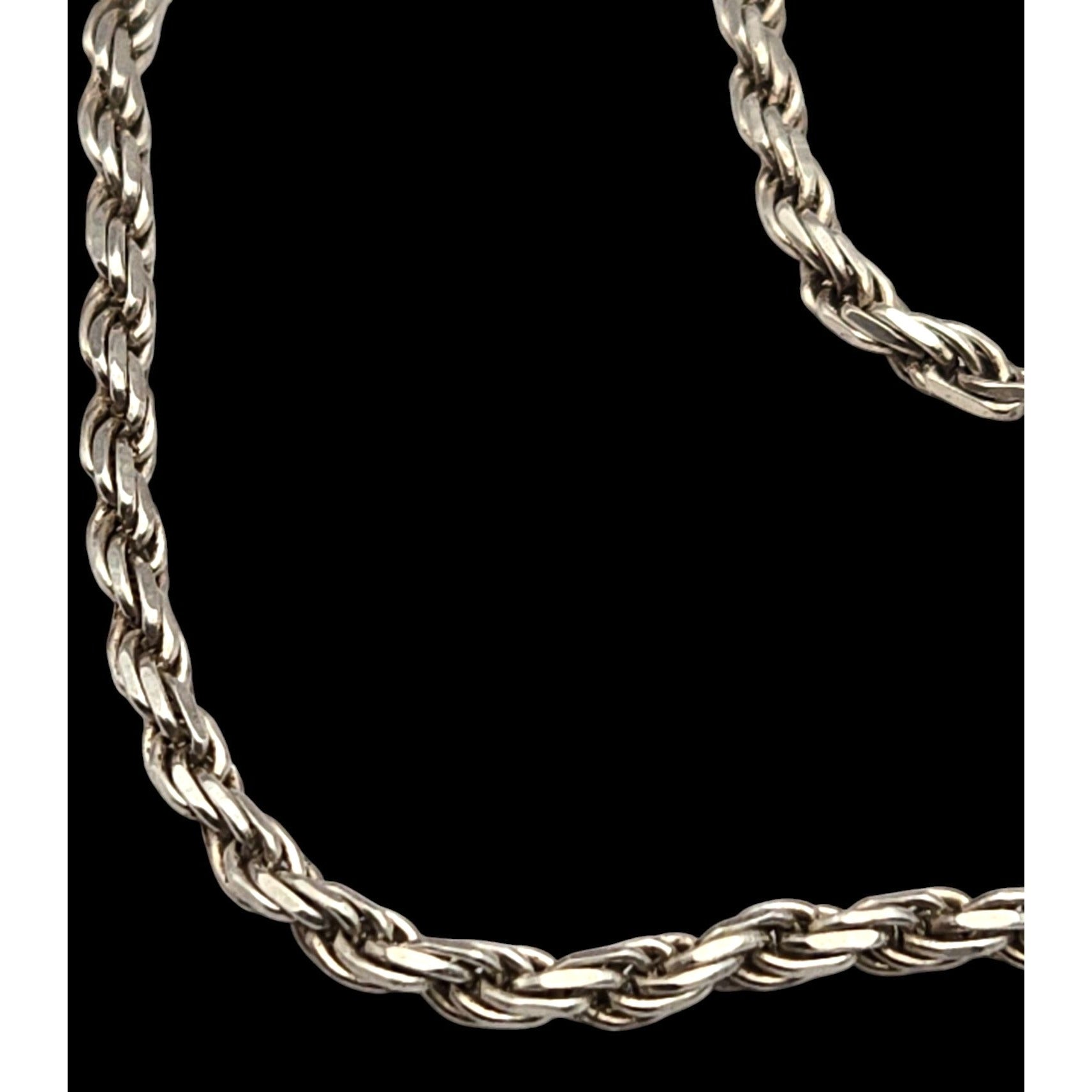 Vintage Sterling Silver Rope Chain Necklace – 30” Unisex, 4mm Wide