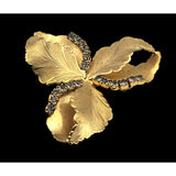 Vintage Gold-Tone Leaf & Rhinestone Brooch Pin Fall Brooch