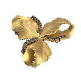 Vintage Gold-Tone Leaf & Rhinestone Brooch Pin Fall Brooch