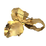 Vintage Gold-Tone Leaf & Rhinestone Brooch Pin Fall Brooch