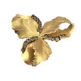 Vintage Gold-Tone Leaf & Rhinestone Brooch Pin Fall Brooch
