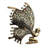 Vintage Bronze Fairy Brooch Pin With Intricate Enamel Wings 2 "