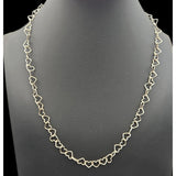 Vtg Sterling Silver Heart Link Chain Necklace 17" Delicate Open Heart Design Marked 925