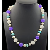 Baroque Pearl Amethyst & Quartz Beaded Necklace With Toggle Clasp