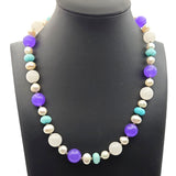 Baroque Pearl Amethyst & Quartz Beaded Necklace With Toggle Clasp