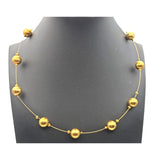Vtg Gold Tone Wire & Bead Choker Necklace 16" W/ 3" Ext. Adjustable Length With 3/8" Gold Beads