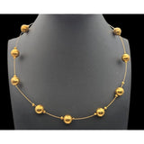 Vtg Gold Tone Wire & Bead Choker Necklace 16" W/ 3" Ext. Adjustable Length With 3/8" Gold Beads