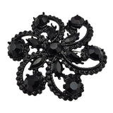 Vintage Black Czech Glass Brooch Pin With Intricate Floral Design & Secure Clasp 2 1/8 " X 2 1/8 "
