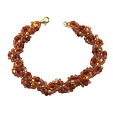Handmade Vintage Style Seed Bead Bracelet With Gold-Tone Accents & Lobster Clasp
