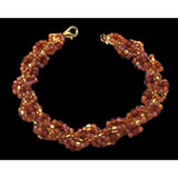 Handmade Vintage Style Seed Bead Bracelet With Gold-Tone Accents & Lobster Clasp