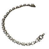 Vtg Sterling Silver Light Aquamarine Tennis Bracelet Faceted Stones 7.5" Length Elegant Design