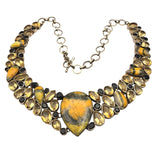 Bumble Bee Jasper Sterling Silver Choker Necklace With Black Onyx & Citrine Gemstones Adjustable Handmade Vintage Jewelry