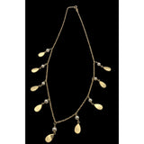 Vtg 14K Station Necklace W/ Cultured Pearls & Teardrop Accents 16" Fine Diamond Cut Chain 8" Drop 4.16 Grams