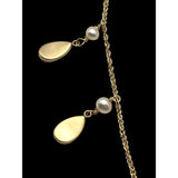 Vtg 14K Station Necklace W/ Cultured Pearls & Teardrop Accents 16" Fine Diamond Cut Chain 8" Drop 4.16 Grams