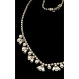 Vintage Rhinestone & Faux Pearl Necklace 16 1/4" With 1/2" Fan Drop