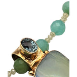 18 Kt Gold Boulder Opal Pendant Necklace With Faceted Tourmaline Stones By Margaret Thurman / Echo Of The Dreamer