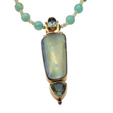 18 Kt Gold Boulder Opal Pendant Necklace With Faceted Tourmaline Stones By Margaret Thurman / Echo Of The Dreamer
